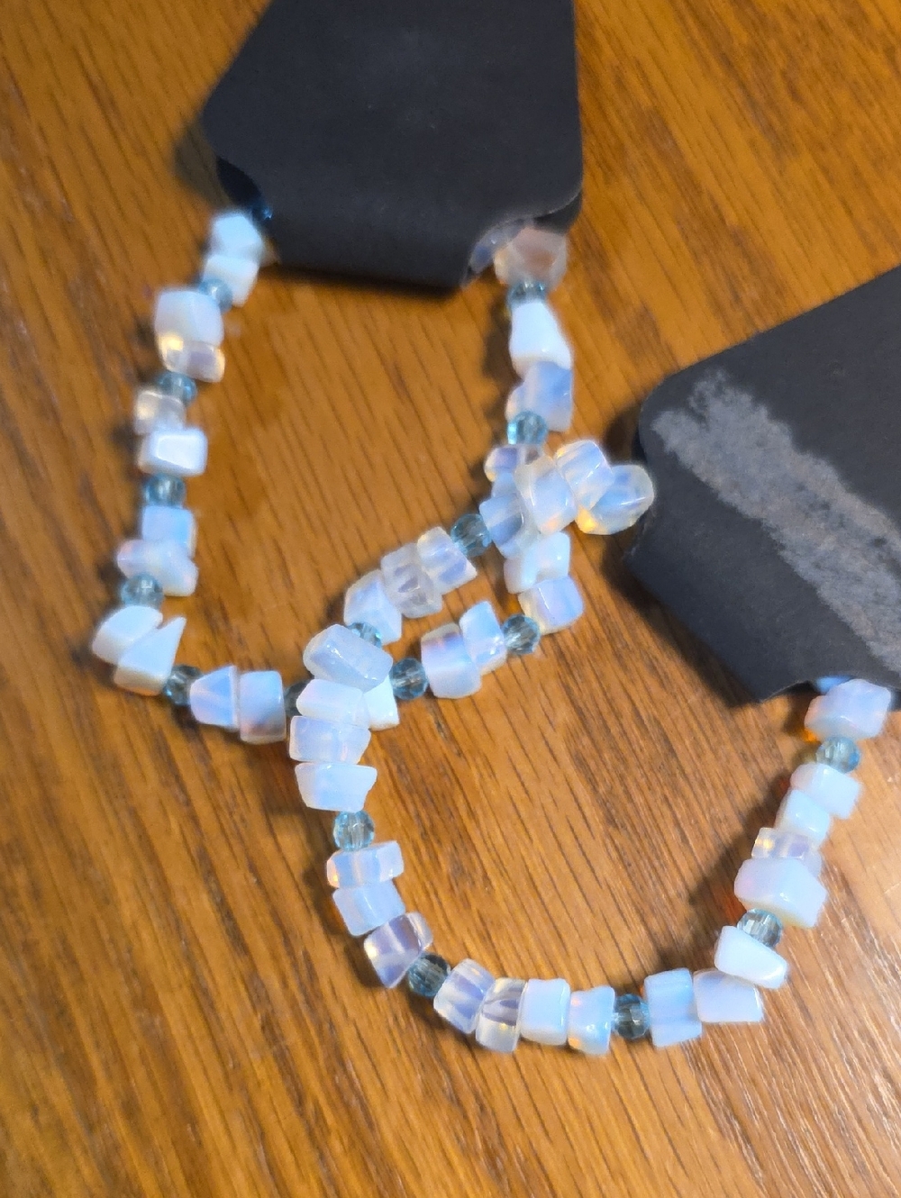 Opalite Bracelets Set - White/Blue